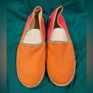 NWOT Annie Pinky color block canvas slip ons pink & orange sz 9